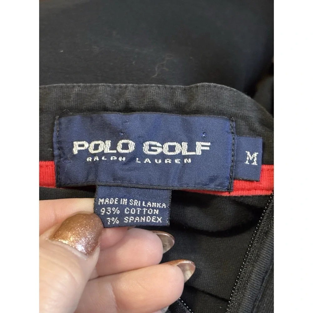 Polo Golf Ralph Lauren 1/4 Zip Mens M Black Red Stretch Long Sleeve Golf Shirt